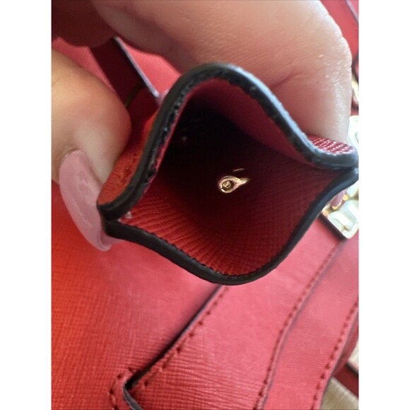 MICHAEL KORS Hamilton Coral Red Saffiano Leather Gold HW E/W Large Satchel Bag - Picture 13 of 13